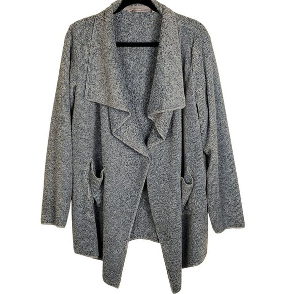Hugs Soft Surroundings Sweaters - Soft Surroundings Hug Me Cardigan Blue Med Open Front Pockets Cozy Casual Layer